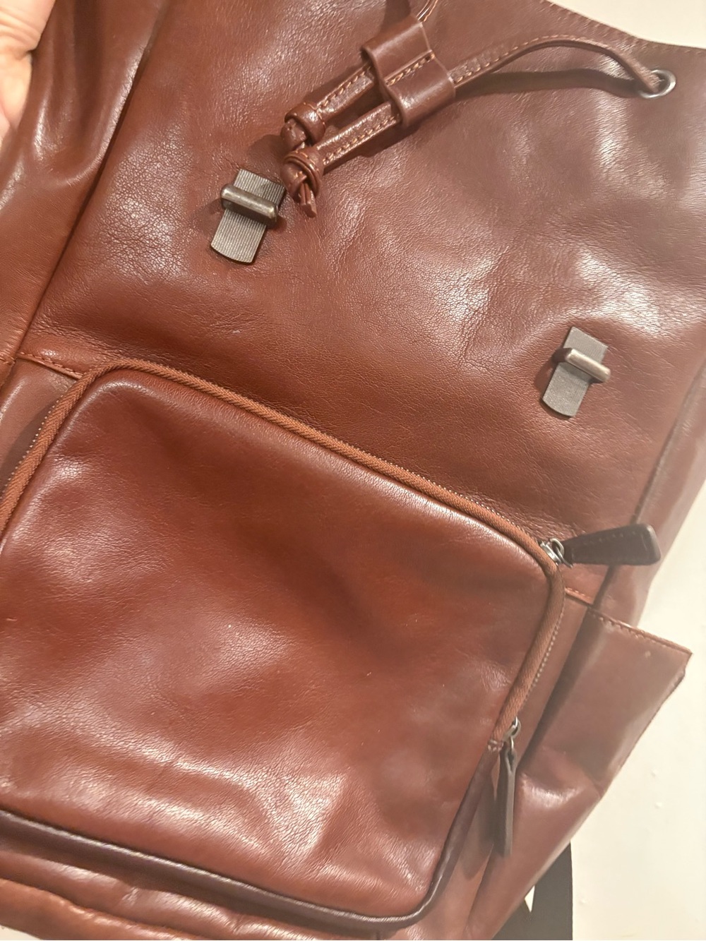 Wilsons Leather Brown Leather Drawstring Backpack - Picture 3 of 16